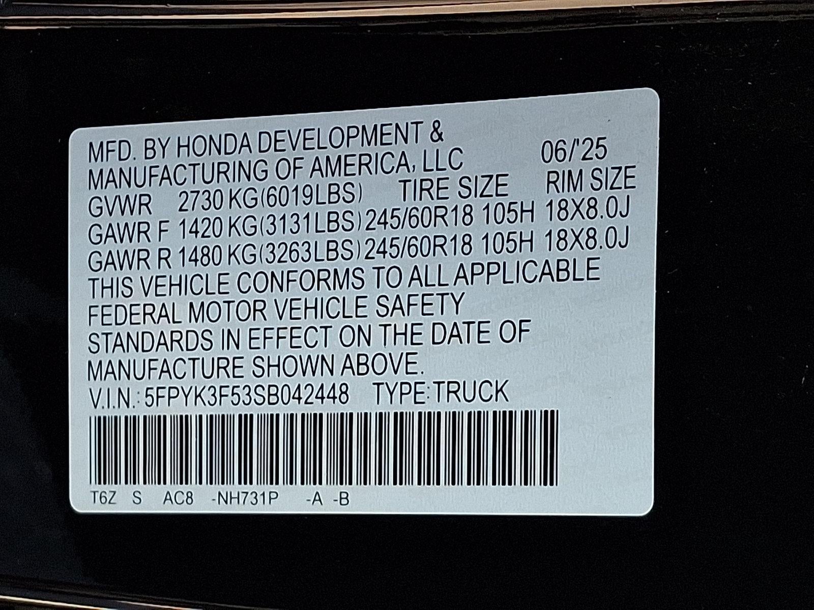 2025 Honda Ridgeline RTL AWD