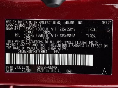2021 Toyota Highlander XLE AWD (Natl)