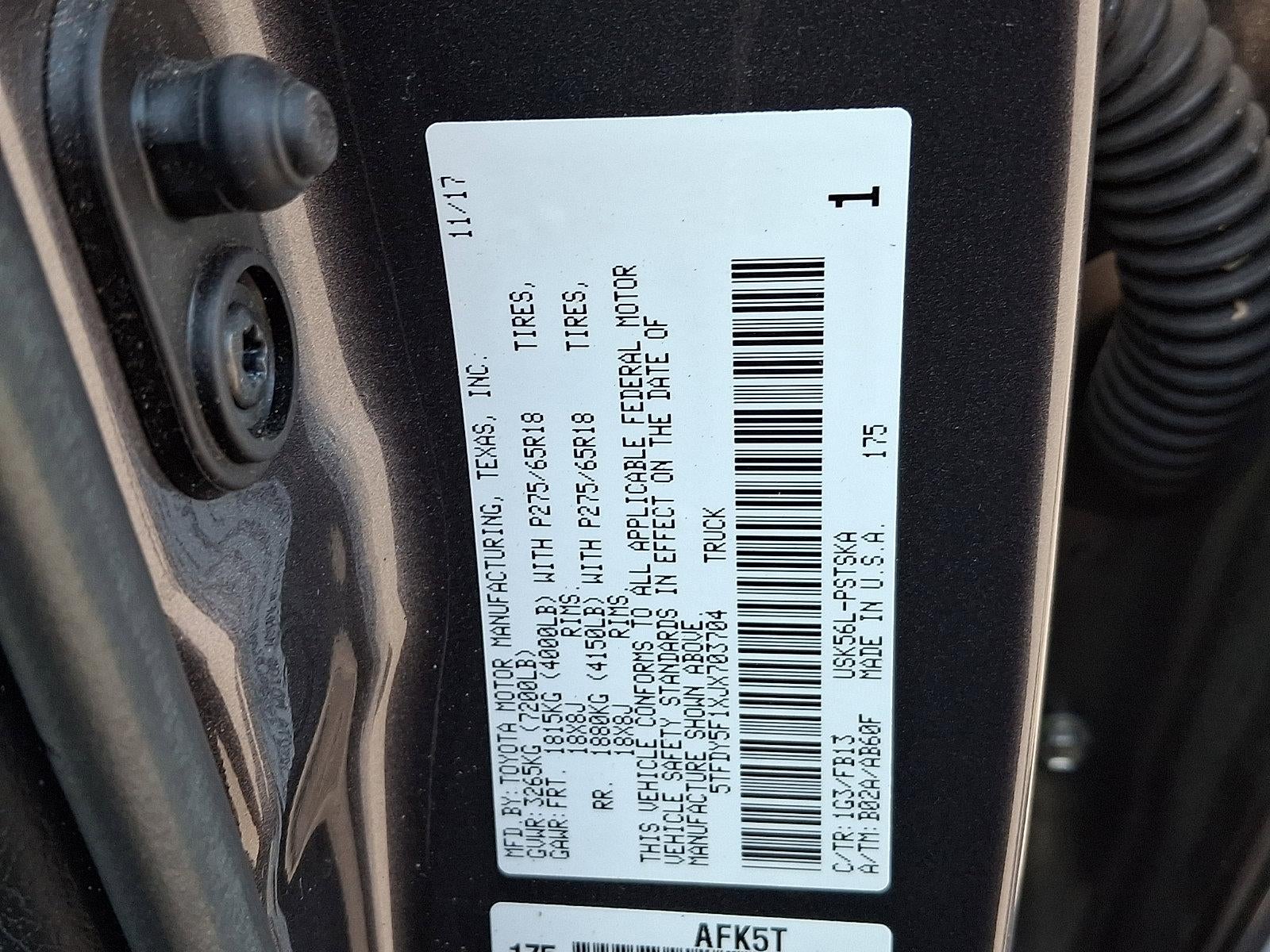 2018 Toyota Tundra 4WD 4WD SR5 CrewMax 5.5' Bed 5.7L (SE)