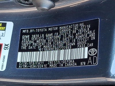 2016 Toyota Corolla 4dr Sdn Auto L (Natl)