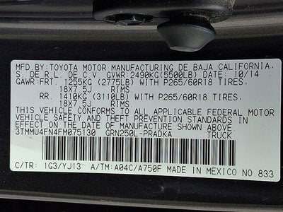 2015 Toyota Tacoma 4WD Double Cab Long Bed V6 Automatic (Natl)