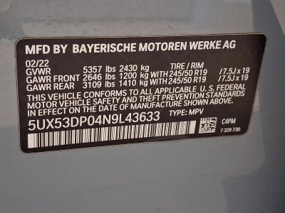 2022 BMW X3 xDrive30i Sports Activity Vehicle