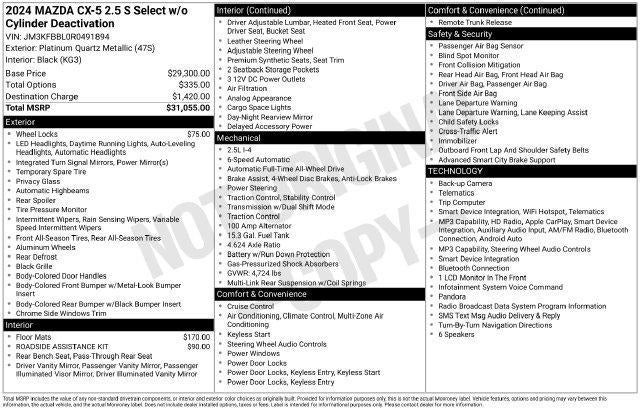 2024 Mazda Mazda CX-5 2.5 S Select Package AWD