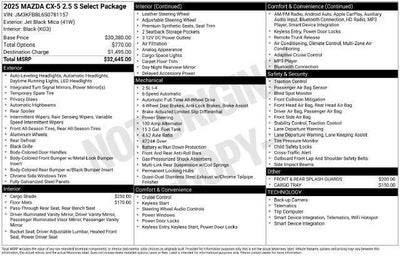 2025 Mazda Mazda CX-5 2.5 S Select Package AWD