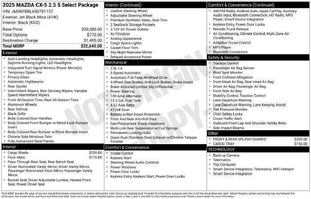 2025 Mazda Mazda CX-5 2.5 S Select Package AWD