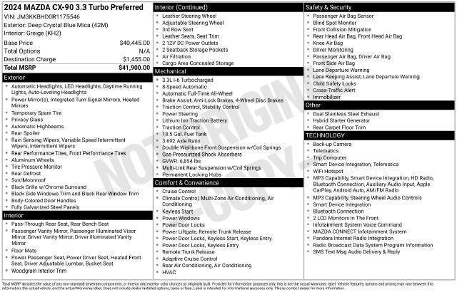 2024 Mazda Mazda CX-90 3.3 Turbo Preferred AWD