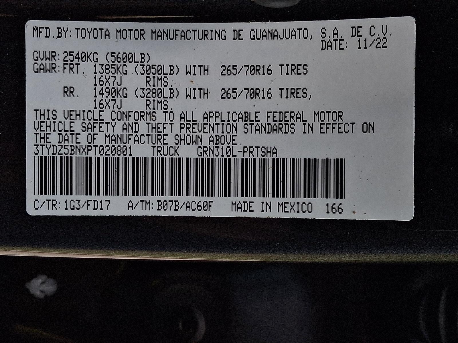 2023 Toyota Tacoma 4WD 4WD TRD Off Road Double Cab 6' Bed V6 AT (Natl)