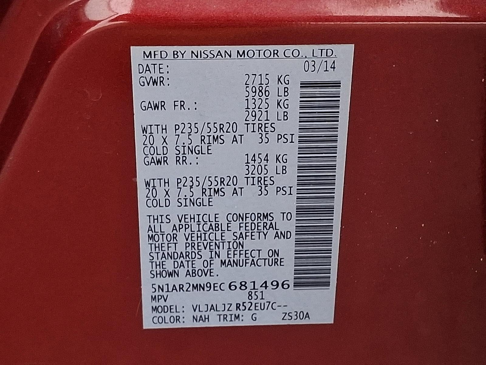 2014 Nissan Pathfinder 2WD 4dr Platinum