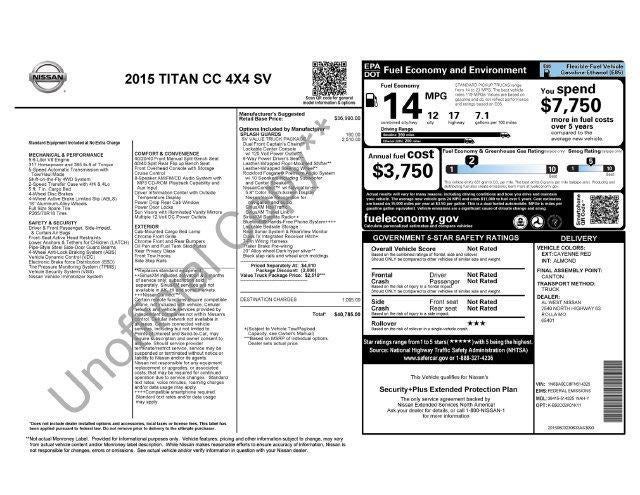 2015 Nissan Titan 4WD Crew Cab Short Bed SV